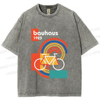 Unisex Bauhaus Bicycle Printed Washed Tee