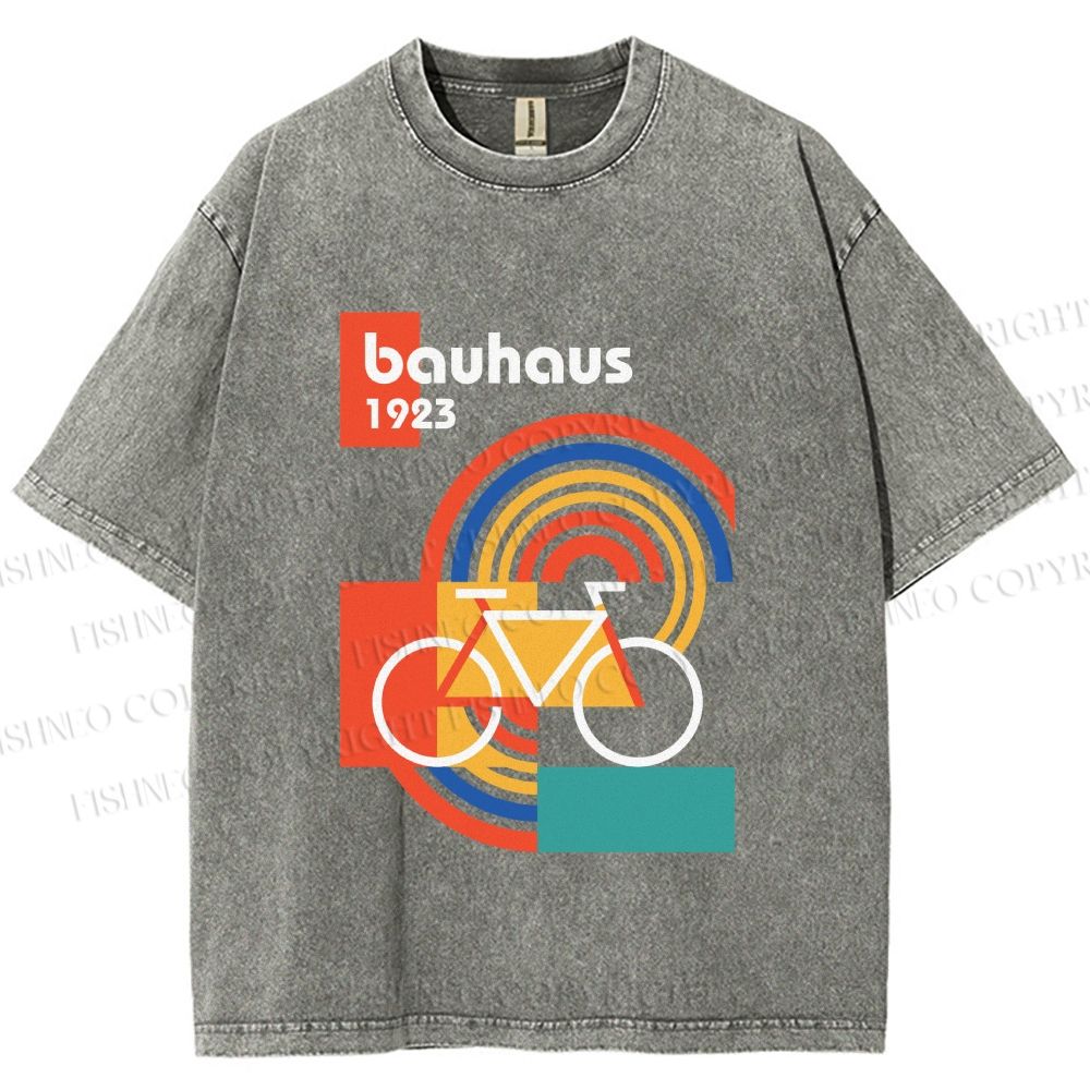 Unisex Bauhaus Bicycle Printed Washed Tee
