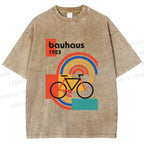 Unisex Bauhaus Bicycle Printed Washed Tee