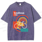 Unisex Bauhaus Bicycle Printed Washed Tee