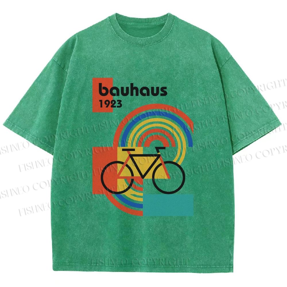 Unisex Bauhaus Bicycle Printed Washed Tee