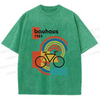 Unisex Bauhaus Bicycle Printed Washed Tee