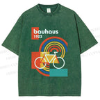 Unisex Bauhaus Bicycle Printed Washed Tee