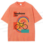 Unisex Bauhaus Bicycle Printed Washed Tee