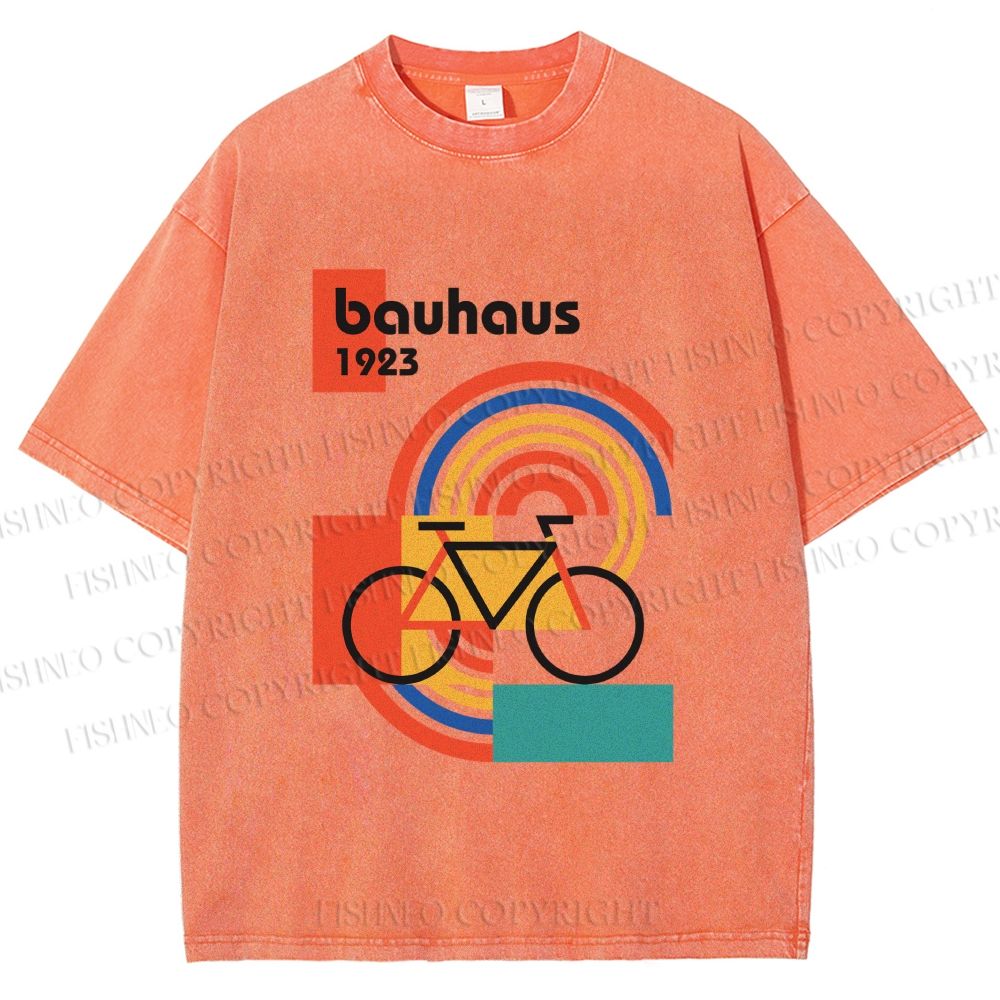 Unisex Bauhaus Bicycle Printed Washed Tee