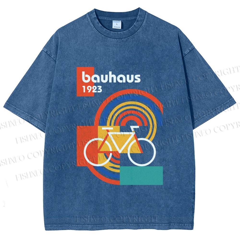 Unisex Bauhaus Bicycle Printed Washed Tee