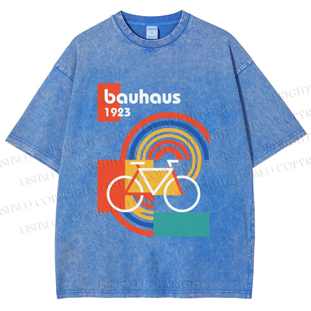 Unisex Bauhaus Bicycle Printed Washed Tee