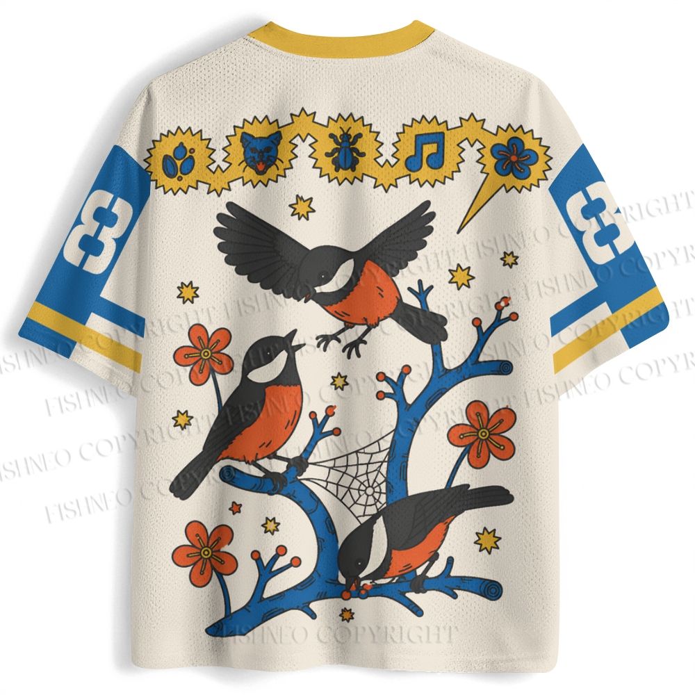 Vintage BIrds on Tree Jersey Shirts