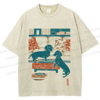 Unisex Dachshund Dog Printed Washed Tee