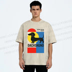 Unisex Bauhaus Dachshund Printed Washed Tee