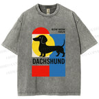 Unisex Bauhaus Dachshund Printed Washed Tee