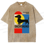 Unisex Bauhaus Dachshund Printed Washed Tee