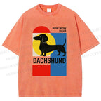 Unisex Bauhaus Dachshund Printed Washed Tee
