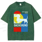 Unisex Bauhaus Dachshund Printed Washed Tee