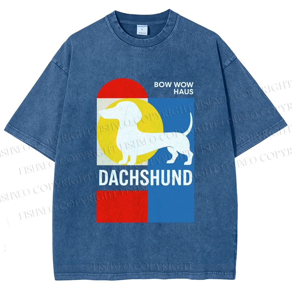 Unisex Bauhaus Dachshund Printed Washed Tee