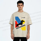 Unisex Bauhaus Dachshund Printed Washed Tee