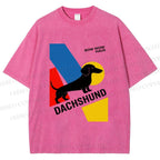 Unisex Bauhaus Dachshund Printed Washed Tee