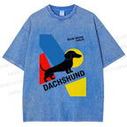 Unisex Bauhaus Dachshund Printed Washed Tee