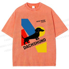 Unisex Bauhaus Dachshund Printed Washed Tee