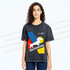Unisex Bauhaus Dachshund Printed Washed Tee