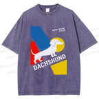 Unisex Bauhaus Dachshund Printed Washed Tee
