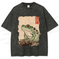 Unisex Vintage Frog Printed Washed Tee