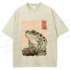 Unisex Vintage Frog Printed Washed Tee