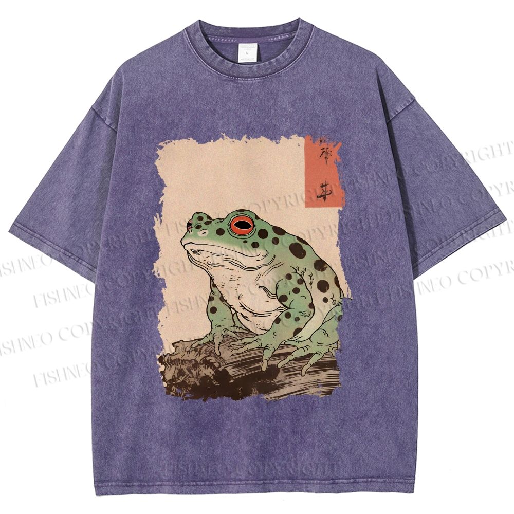 Unisex Vintage Frog Printed Washed Tee