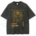 Unisex Yayoi Kusama Dots Tiger Printed Washed Tee