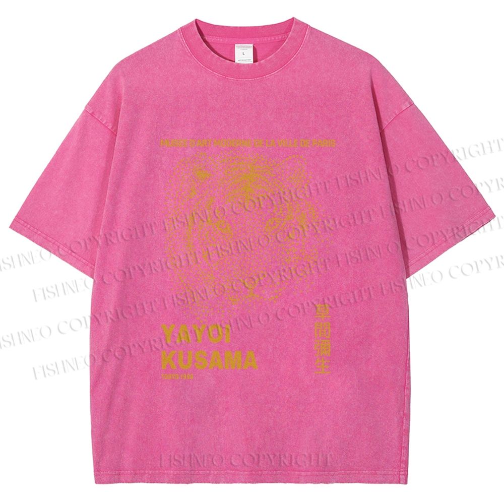 Unisex Yayoi Kusama Dots Tiger Printed Washed Tee