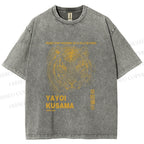 Unisex Yayoi Kusama Dots Tiger Printed Washed Tee