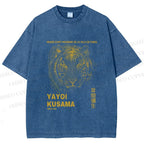 Unisex Yayoi Kusama Dots Tiger Printed Washed Tee