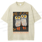 Unisex Yayoi Kusama Owls Printed Washed Tee