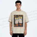 Unisex Yayoi Kusama Owls Printed Washed Tee