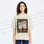 Unisex Yayoi Kusama Owls Printed Washed Tee