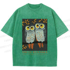 Unisex Yayoi Kusama Owls Printed Washed Tee