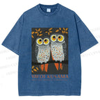 Unisex Yayoi Kusama Owls Printed Washed Tee