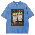 Unisex Yayoi Kusama Owls Printed Washed Tee