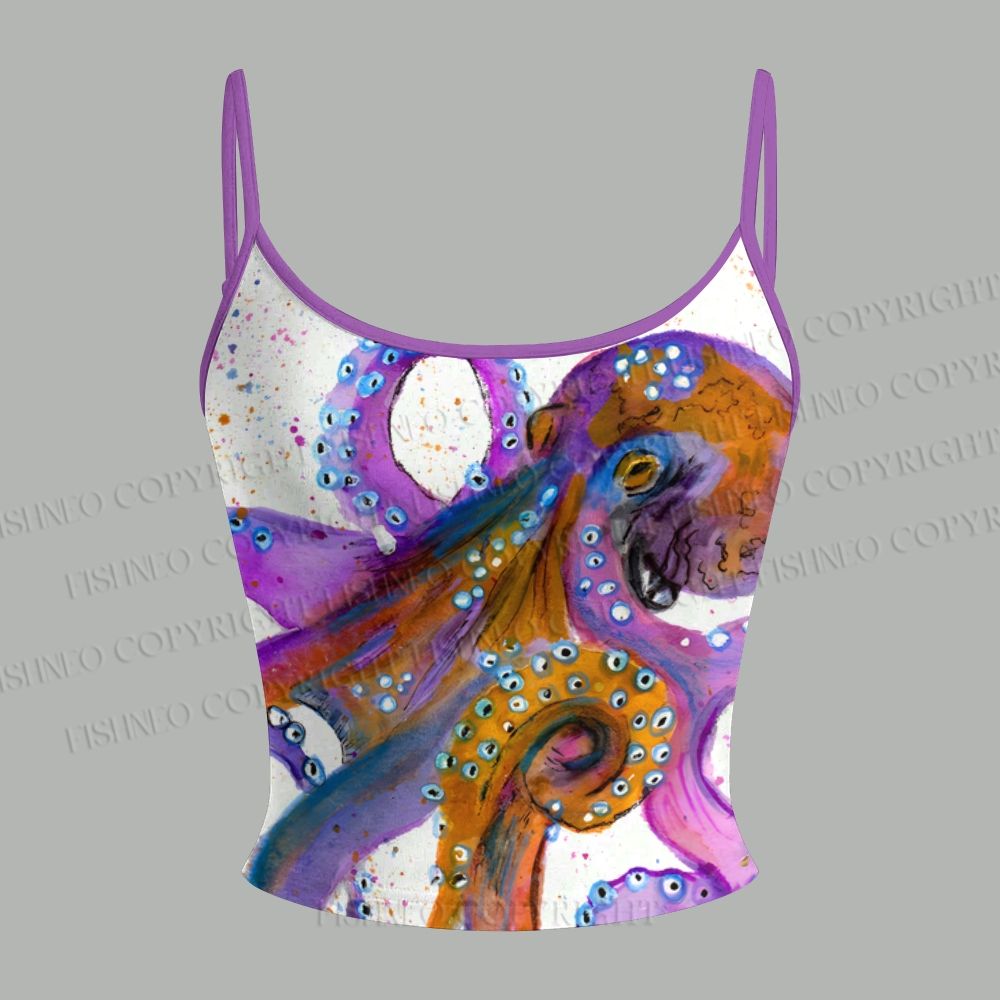 Purple Octopus Splashed with Ink Top & Elasticated Trousers Two-Piece Set