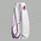 Purple Octopus Splashed with Ink Top & Elasticated Trousers Two-Piece Set