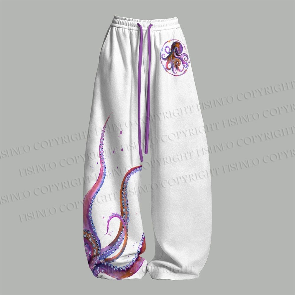 Purple Octopus Splashed with Ink Top & Elasticated Trousers Two-Piece Set