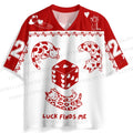 Luck Finds Me Cats Printed Jersey Shirts