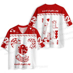 Luck Finds Me Cats Printed Jersey Shirts