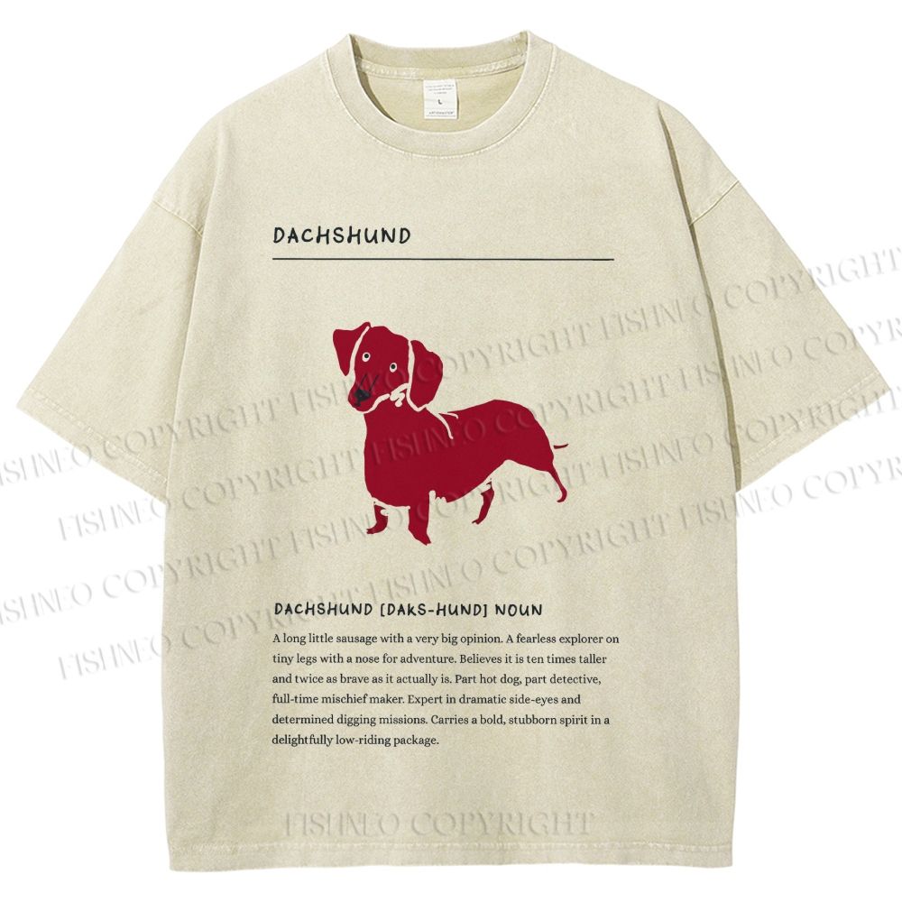 Unisex Dachshund Dog Printed Washed Tee