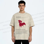 Unisex Dachshund Dog Printed Washed Tee