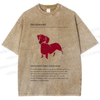 Unisex Dachshund Dog Printed Washed Tee
