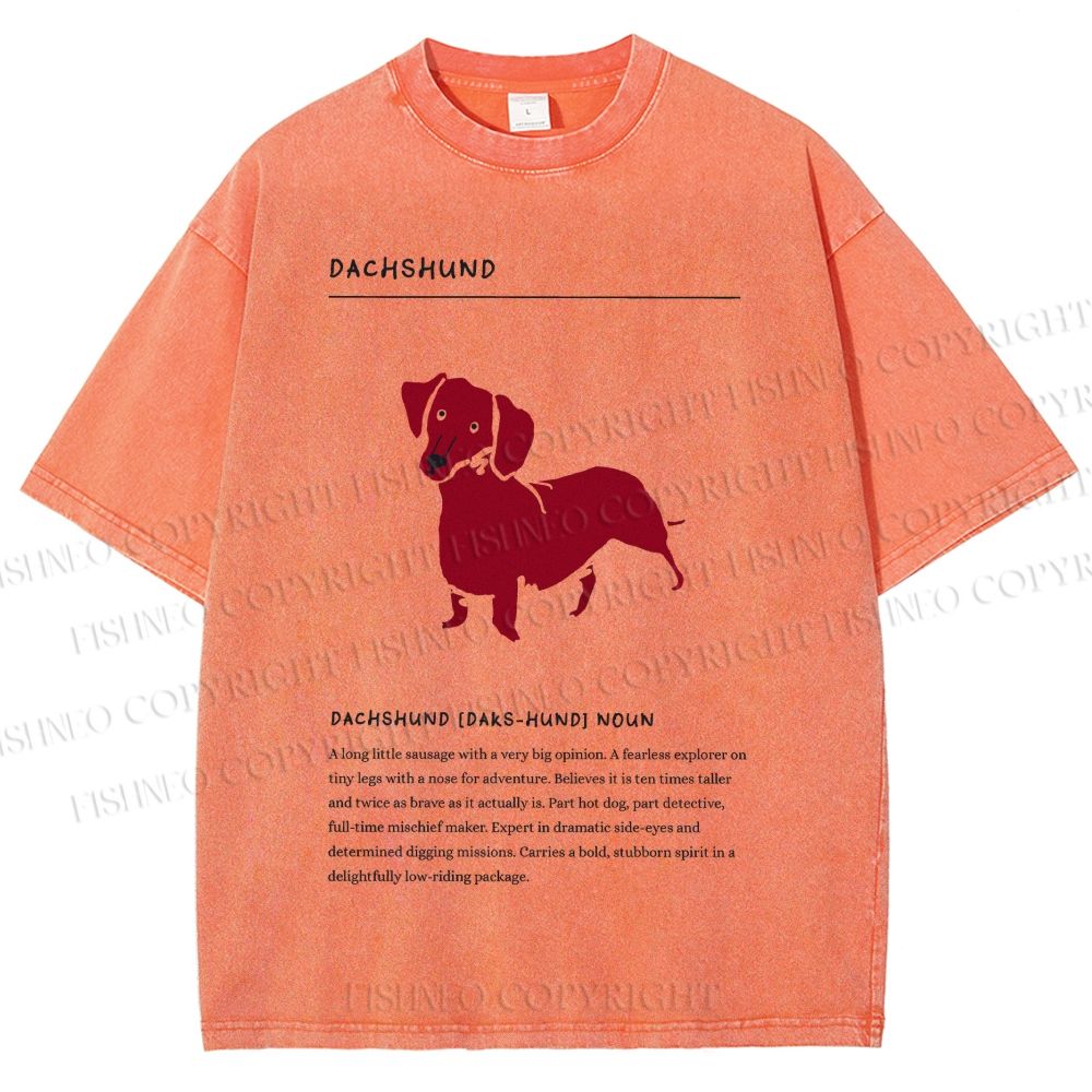 Unisex Dachshund Dog Printed Washed Tee