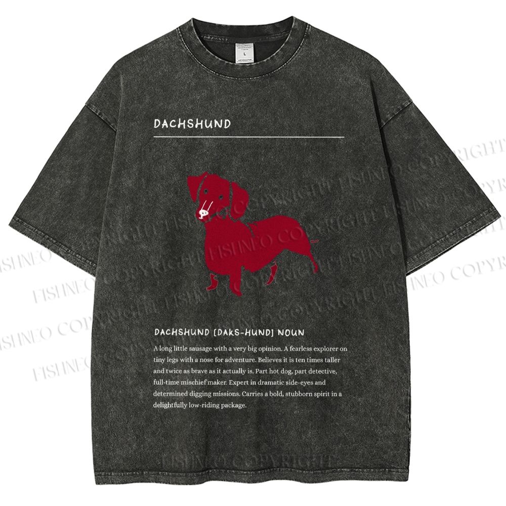 Unisex Dachshund Dog Printed Washed Tee