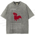 Unisex Dachshund Dog Printed Washed Tee