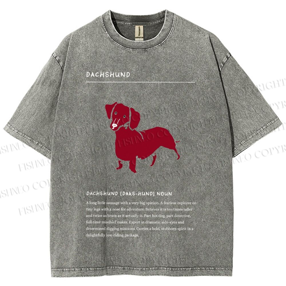 Unisex Dachshund Dog Printed Washed Tee